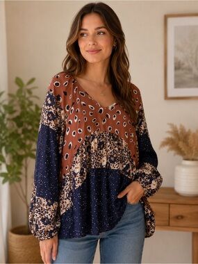 4/$20Elegant Hailey&co Leopard Print Blouse